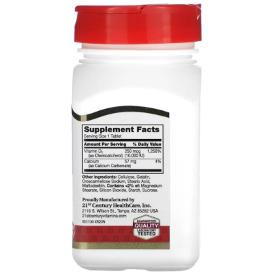 Vitamina D3 10000UI, 110 Comprimidos, 21st Century