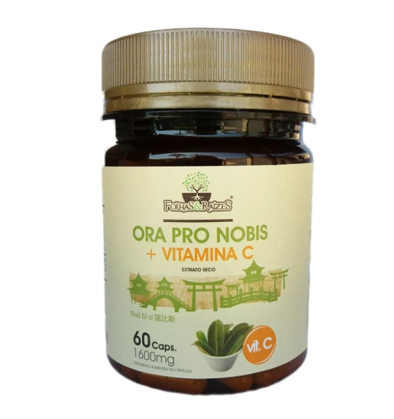 Ora Pro Nóbis Com Vitamina C, 1600mg, 60 Cápsulas, Folhas e Raízes 