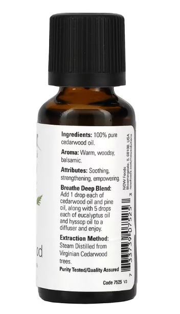 Óleo Essencial, Cedro, 30ml, Now