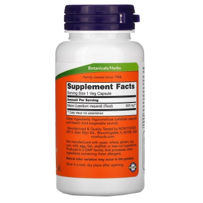 Maca 500mg, Cápsulas Opções, Now
