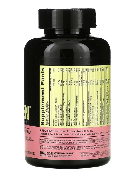 Multivitamínico Opti-Women, 120 Cápsulas, Optimum Nutrition