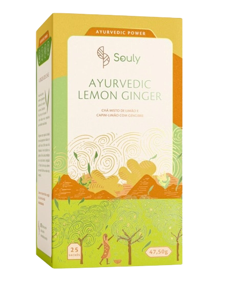 Chá Ayurvedic Lemon Ginger, 25 Saches, Souly