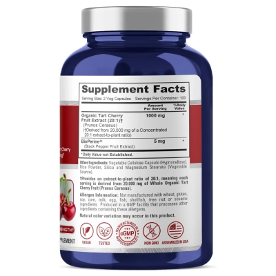 Tart Cherry (Extrato de Cereja), 20,000mg, 200 Cápsulas, NusaPure