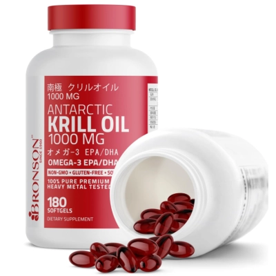 Óleo de Krill Antártico 1000mg, 180 Cápsulas, Bronson