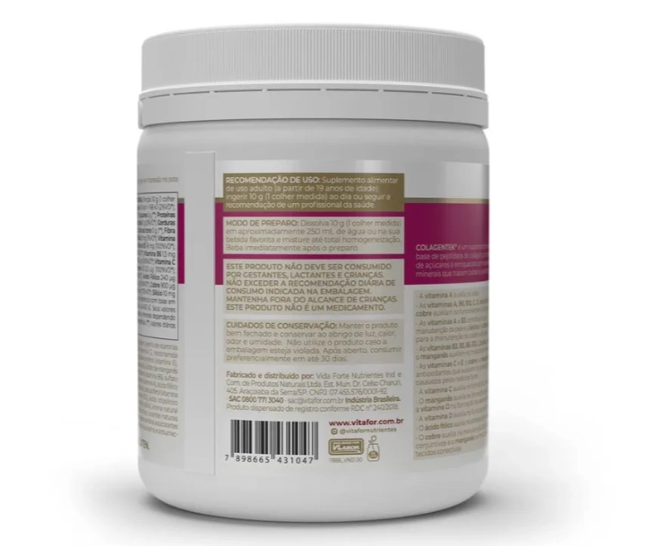 Colágeno Colagentek, 300g, Sabor Cranberry, Vitafor