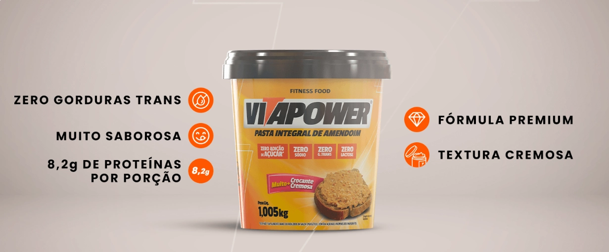 Vitapower Pasta de Amendoim Integral Crocante, 450g, Vitafor