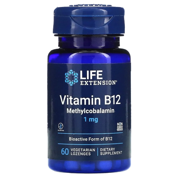 Vitamina B12, 1mg, 60 Comprimidos Mastigáveis, Life Extension