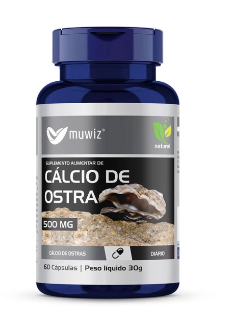 Cálcio de Ostra, 500mg, 60 Cápsulas, Muwiz 