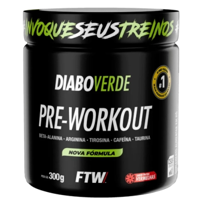 Pré Treino, Diabo Verde Pre-Workout, 300g Sabores, FTW
