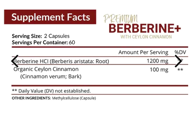 Berberina + Canela do Ceilão, 1200mg, 120 Capsulas, Nutriflair