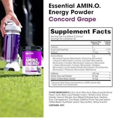 Essential AMINO Energy, Sabores, 30 Porções, Optimum Nutrition