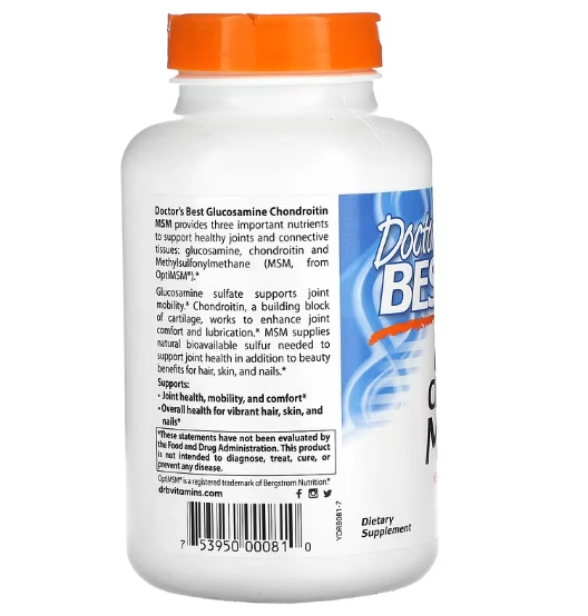 Glucosamina Condroitina MSM com OptiMSM, 240 Cápsulas, Doctor's Best