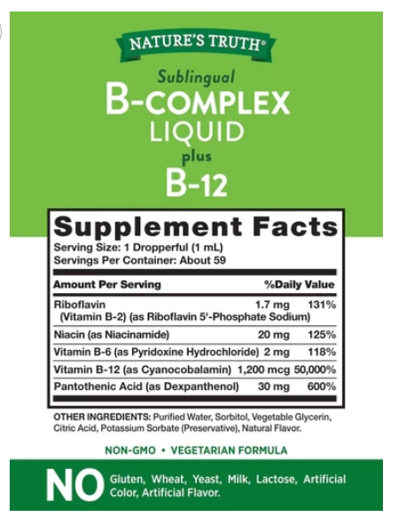 complexo B, Sabor de frutas vermelhas, 50ml, Nature's Truth