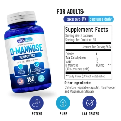 D-Mannose 1000mg, Saúde do Trato Urinário, 180 Cápsulas, We Like Vitamins