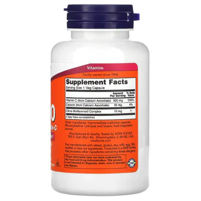Vitamina C-500, Ascorbato de Cálcio-C, 100 Cápsulas, Now