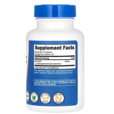 Alfa GPC 600mg, 60 Cápsulas, Nutricost