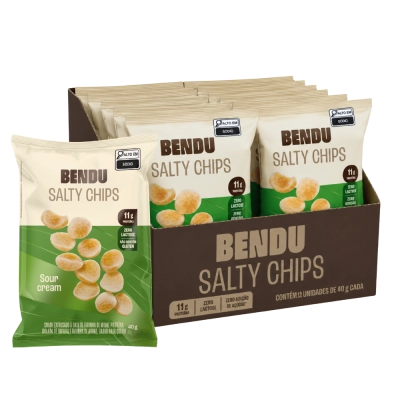 Salty Chips, 11g de Proteína, Zero Lactose, Zero Glúten, Kit com 3 Unidades, Sabores, Bendu