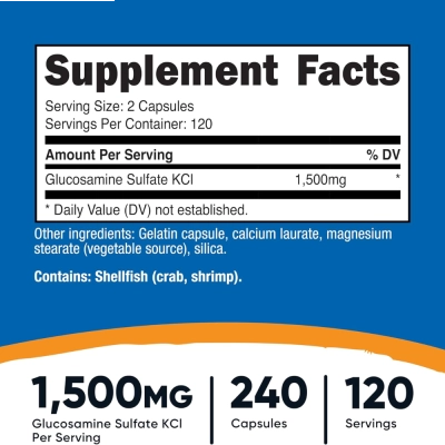 Glucosamine Sulfate, 1500mg, 240 Cápsulas, Nutricost