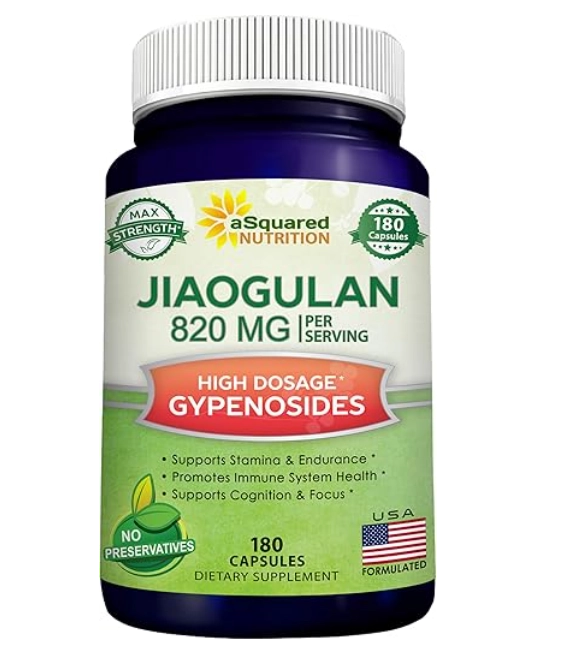 Jiaogulan 820mg Com Extrato de Pimenta Preta, Ativador AMPK, 180 Cápsula, aSquared Nutrition