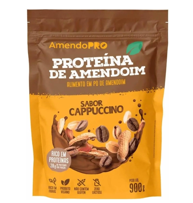 Proteina de Amendoim, 900g Refil, Sabor Cappuccino, AmendoPro