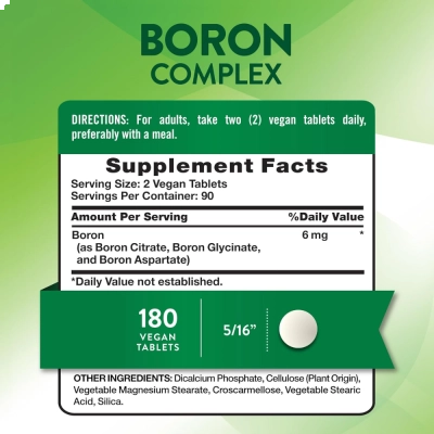 Boron, 6mg, Tripla Ação, 180 Comprimidos, Nature's Truth
