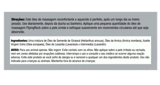 Arnica Sore Muscle Massage oil, Óleo de Massagem, 118ml, PipingRock