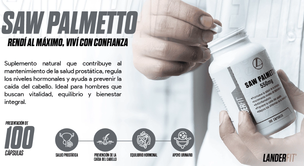 Saw Palmetto 550mg, 100 Cápsulas, LanderFit