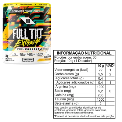Pré-treino Full Tilt Extreme, Sabores, 300g, Iridium Labs