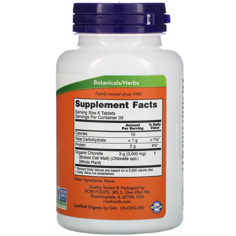 Chlorella, 500mg, 200 Comprimidos, Now