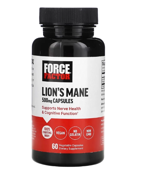 Lion's Mane, Juba de Leão, 500mg, 60 Cápsulas, Force Factor