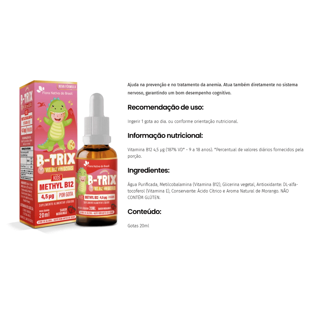 B-TRIX Metilcobalamina (Vitamina B12 Infantil) 20ml - Flora Nativa do Brasil