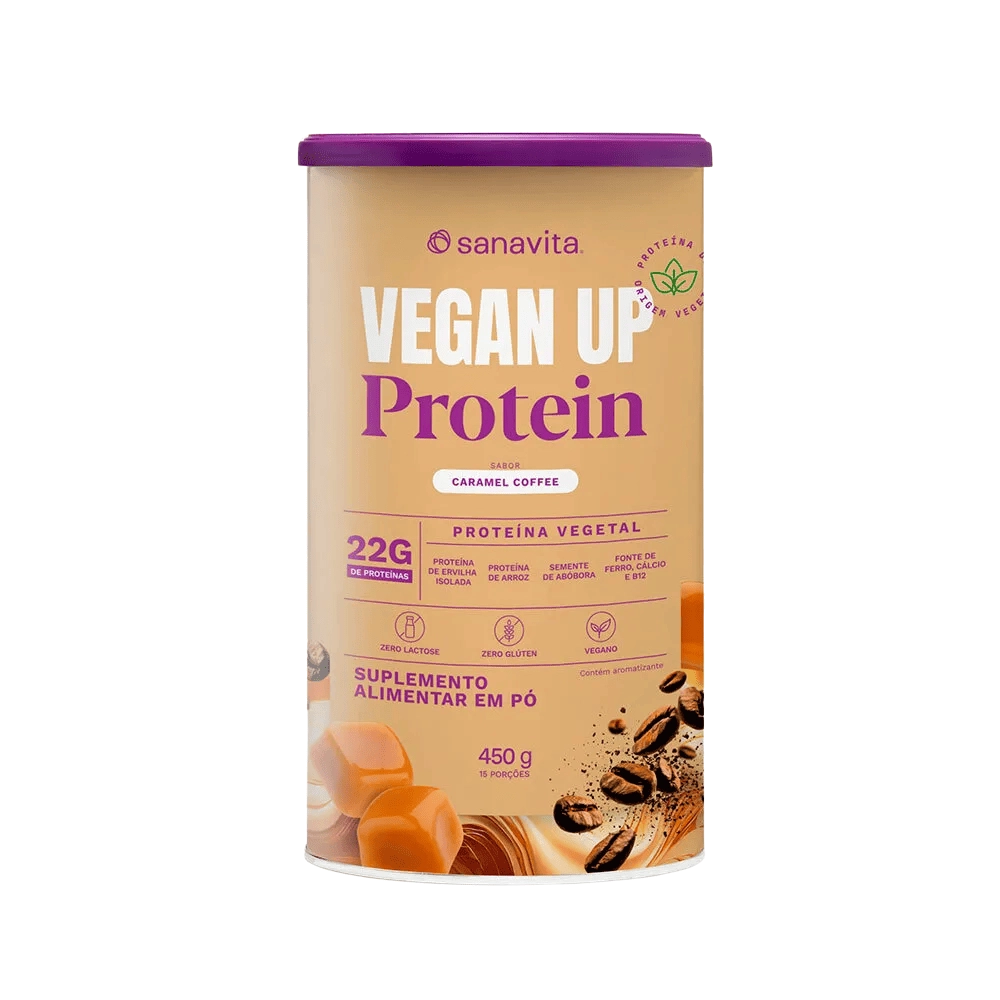 Vegan UP  Protein Sabor Caramel Coffee, 450g - Sanavita