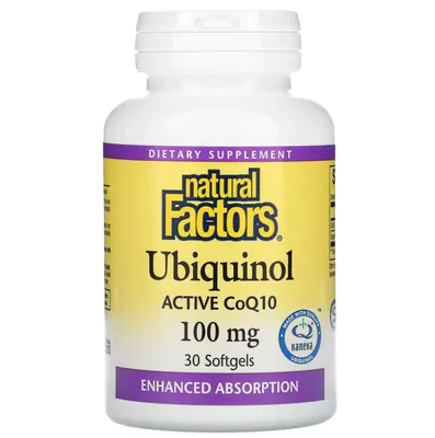 Coenzima CoQ10 ativa, Ubiquinol, 100 mg, 30 cápsulas, Natural Factors