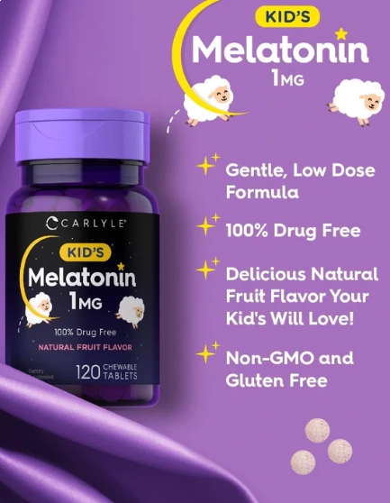 Melatonina Kids 1mg, 120 Comprimidos Mastigáveis, Carlyle