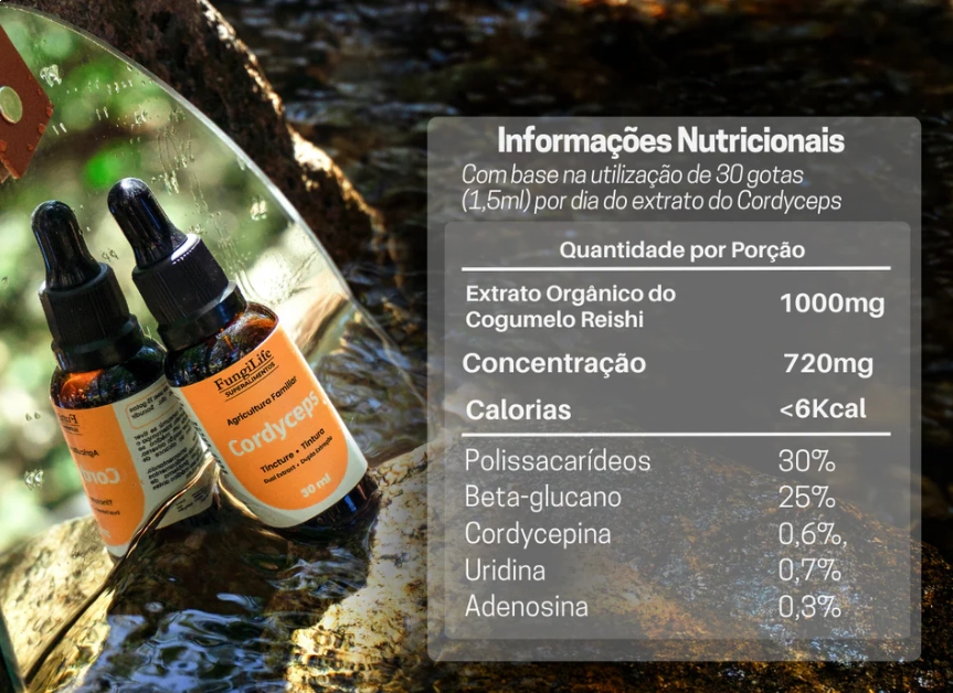 Cogumelo Cordyceps Militaris, 30ml Extrato Líquido, Microdose Life