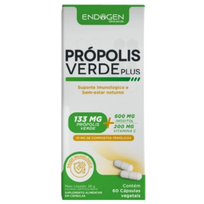 Própolis Verde 133mg + Inositol 600mg+ Vitamina C 200mg, 60 Cápsulas, Endogen