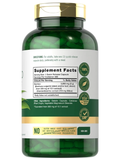 Bamboo 3000mg, Extrato de Bambu, 300 Cápsulas, Carlyle