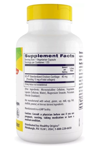 Colágeno UC-II Tipo 2, 40mg, 120 Cápsulas, Healthy Origins