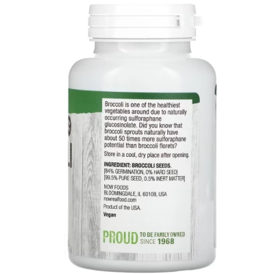Broccoli Seeds, Alimento de Verdade, Sementes de Brócolis, 113g, Now