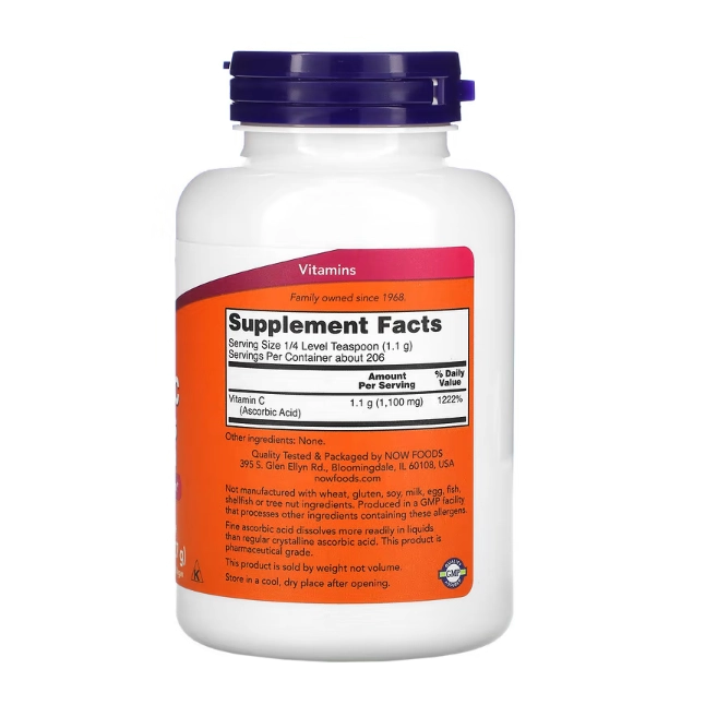 Vitamina C em Pó, 1100mg, 227g, Now