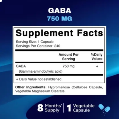 GABA (ácido gama-aminobutírico) 750 mg, 240 Cápsulas, Vitamatic