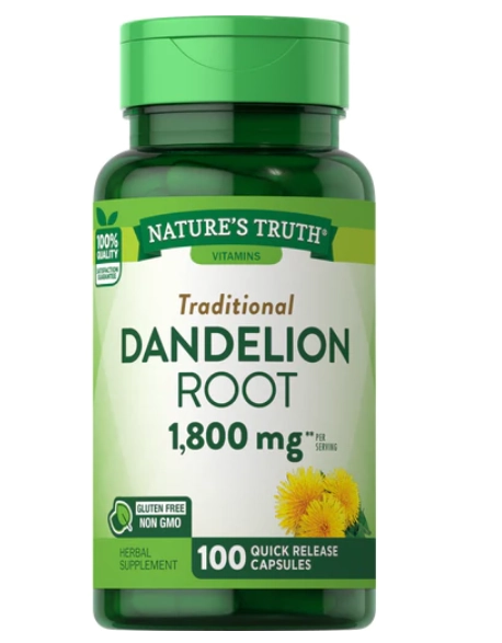 Dandelion Root, Raiz de Dente de Leão, 1800mg, 100 Cápsulas, Nature's Truth