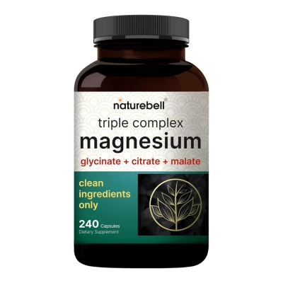 Magnésio Triple Complex, Relaxamento, Qualidade do Sono e Equilíbrio Diário, 240 Cápsulas, NatureBell