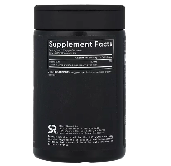 Glicinato de Magnésio 80mg, 90 Cápsulas, Sports Research