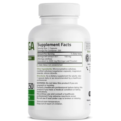Moringa Oleifera Extra Strength 100mg, 250 Cápsulas, Bronson