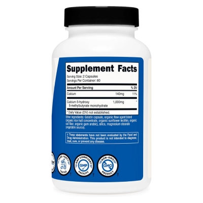 HMB (Beta-Hidroxi Beta-Metilbutirato) 1000 mg, 120 Cápsulas - Nutricost 