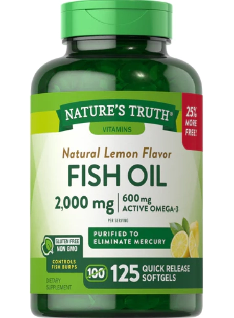 Ômega 3, 2000mg, 125 cápsulas Sabor Limão, Nature's Truth