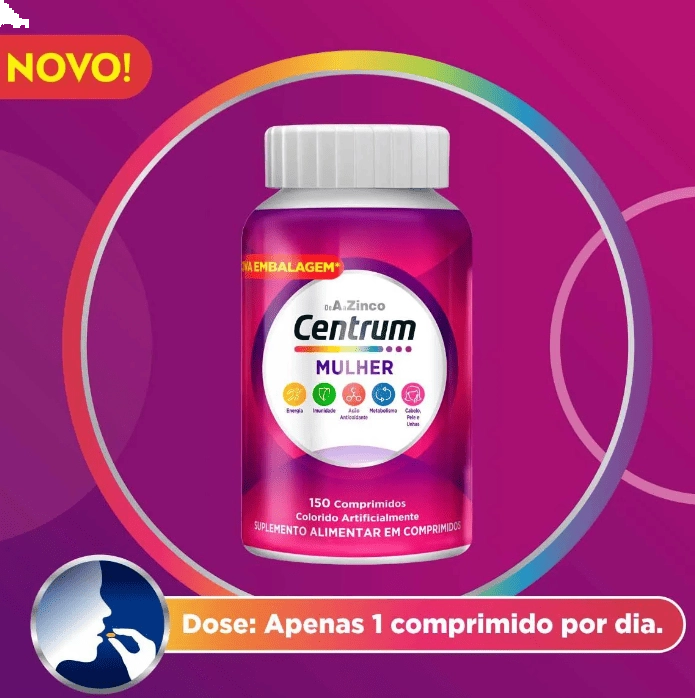 Multivitamínico Centrum Mulher, 150 comprimidos, Formula Nacional