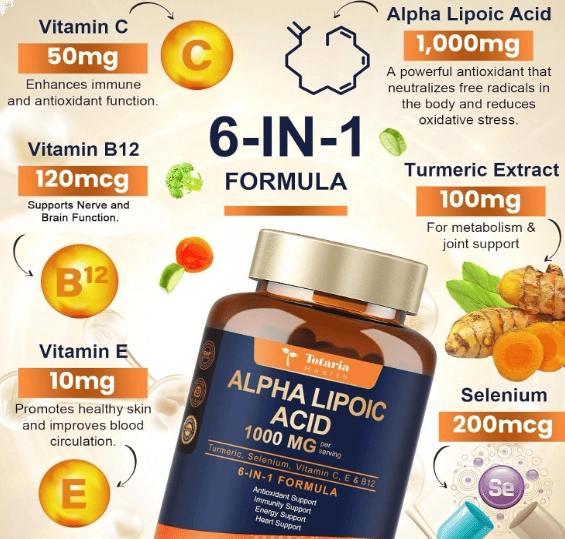 Ácido Alfa Lipoico, 1000mg, 120 Capsulas, Totaria Health