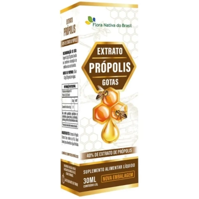 Extrato de Própolis 40% de Extrato de Própolis, 30ml, Flora Nativa